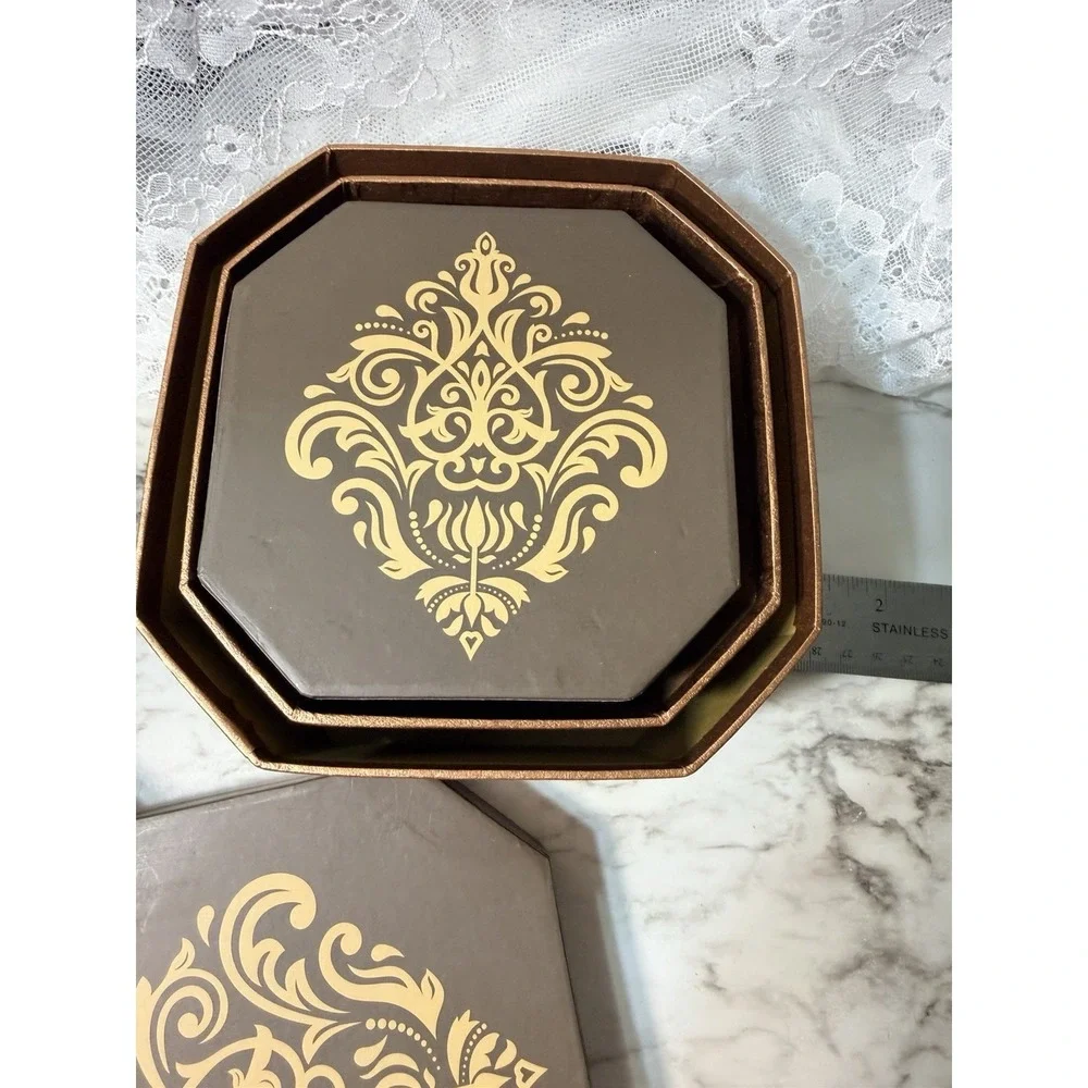 Broadway Basketeers Octagonal Nesting Boxes Set of 5 Gold Filigree Tower (P2899)